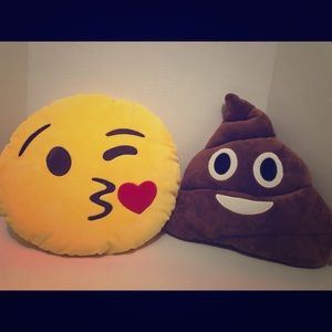 Kiss and Poop Emoji 13inch Plush Throw Pillow